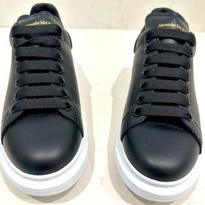 Alexander McQueen black low top leather sneakers. Size 39 1/2